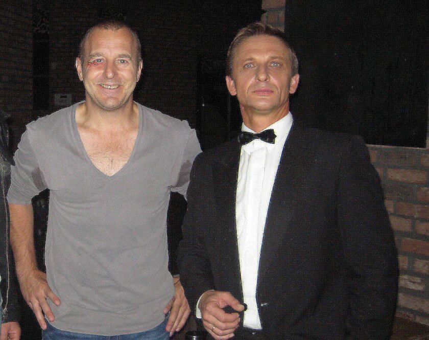 Heino Ferch und Daniel Craig Double am Filmset von RUHM